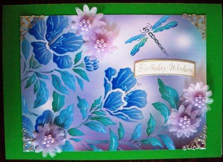 Dreamy Blue Hibiscus and Butterfly Background by Helen Gomm