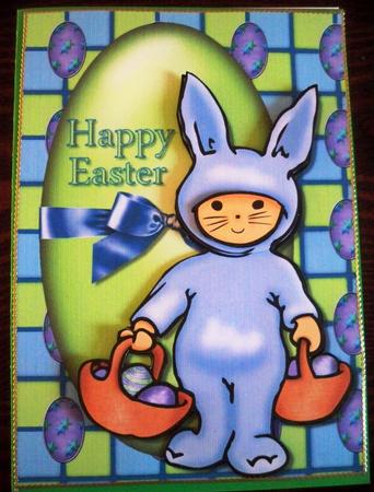 Easter Bunny in Bue by Helen Gomm