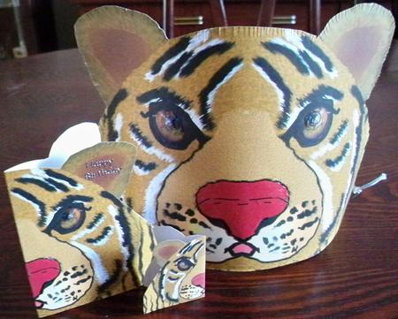 Tiger Card/hat by Helen Gomm