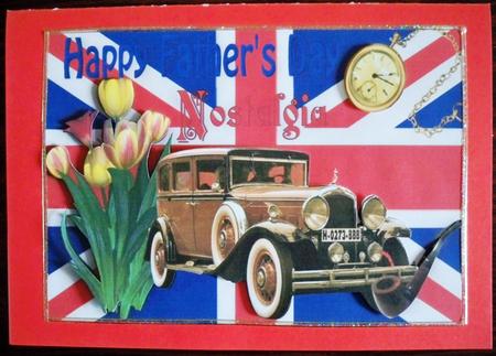 Union Jack, Vintage Car Nostalgia for Fathers Day A4 by Helen Gomm