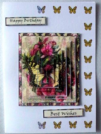 Butterfly and Flowers Pyramage by Helen Gomm