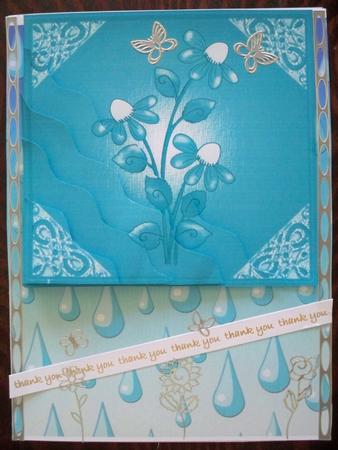 Turquise Floral Wavy Side Stacker Sheet 1 by Helen Gomm