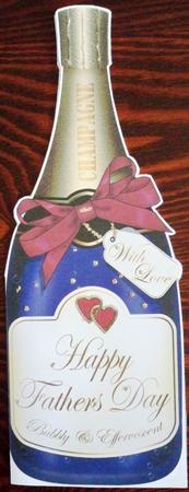 Large Dl Fathers Day Champagne Bottle Shaped Card by Helen Gomm