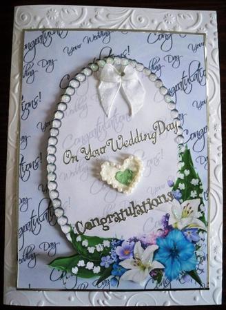 Wedding Text, Pearls and Lillies Card Front by Helen Gomm