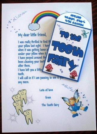 Tooth Fairy Letter & Envelope (blue) by Helen Gomm