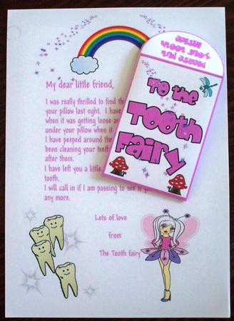 Tooth Fairy Letter & Envelope (pink) by Helen Gomm