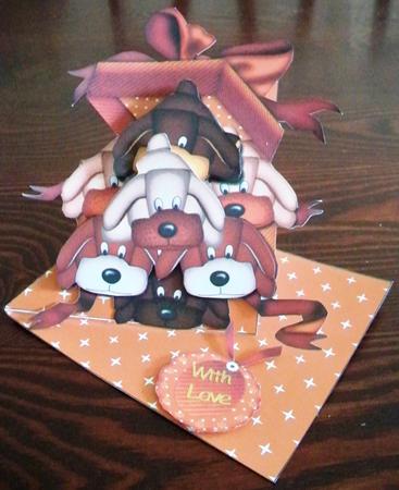 Puppies & More Puppies Twisted Easel Card by Helen Gomm