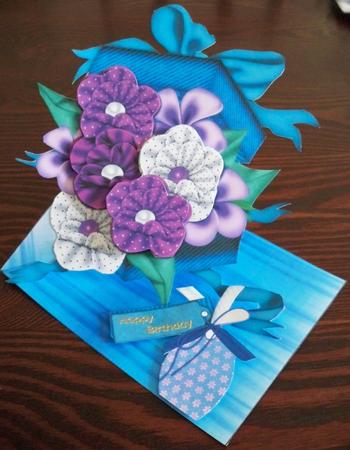 Polka Dot Flowers Twisted Easel Card by Helen Gomm