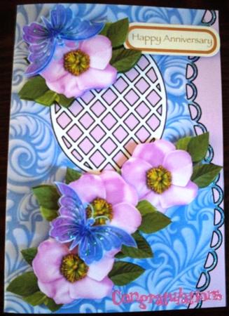 Scalloped S Edged Card - Wild Roses by Helen Gomm