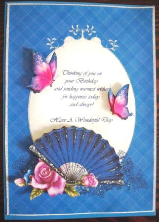 Fan Roses and Butterflies by Helen Gomm