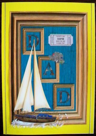Sale Boat in a Wooden Frame for Dad A4 by Helen Gomm