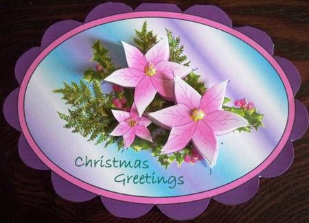 Pink Poinsettia Shape-card by Helen Gomm