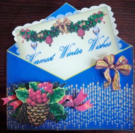 Blue Christmas Envelope by Helen Gomm