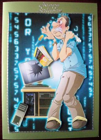 P.c. Repair Dude (blue) A4 by Helen Gomm