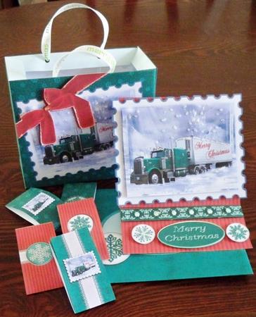 Christmas Truck / Lorry Craft Bundle in Teal and Red by Helen Gomm