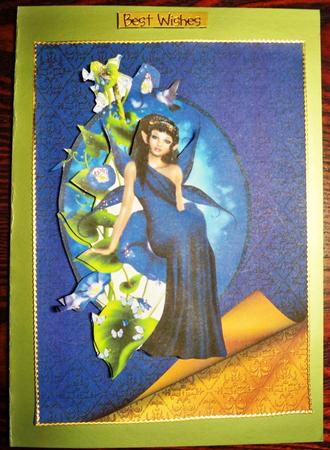 Double Layer Damask with Page Curl - Blue & Gold by Helen Gomm