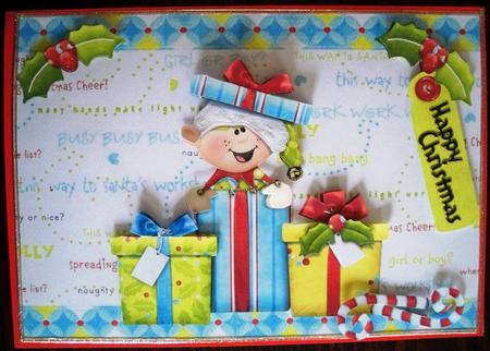 Cute Little Elf in a Present by Helen Gomm