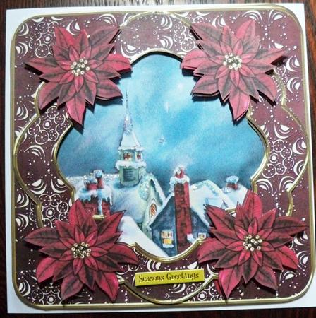 Rooftops Red Poin Picture 8in Decoupage Cf Kit by Helen Gomm
