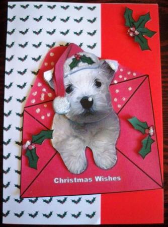 Westie Puppy Christmas Envelope 3D Decoupage by Helen Gomm