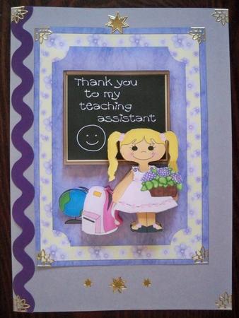 Thank You to My Teaching Assistant Card Front with Decoupage by Helen Gomm