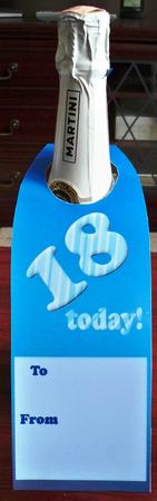 18 Today Bottle Gift Tag Blue by Helen Gomm