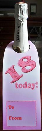 18 Today Bottle Gift Tag Pink by Helen Gomm