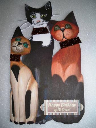 3cats Shaped Card by Helen Gomm