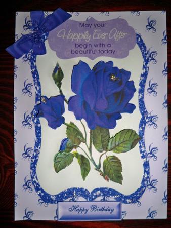 Pretty Purple Rose in Diamonte Frame by Helen Gomm