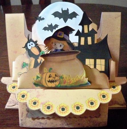 Halloween Cute Witch 3D Shelf Card with Card Box by Helen Gomm