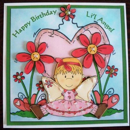 Li'l Angel Birthday Card 8 x 8 Card by Helen Gomm