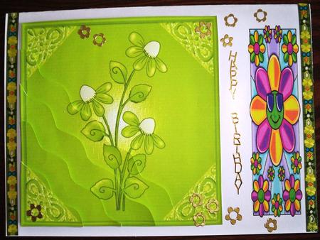 Green Floral Wavy Side Stacker Sheet 1 by Helen Gomm
