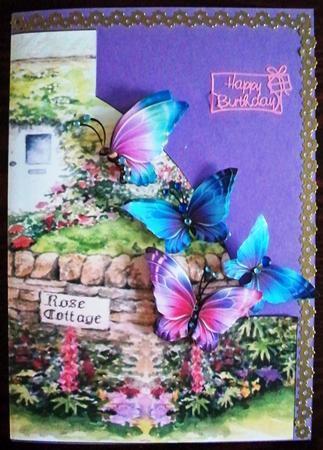 Abstract Shaped Card Rose Cottage by Helen Gomm