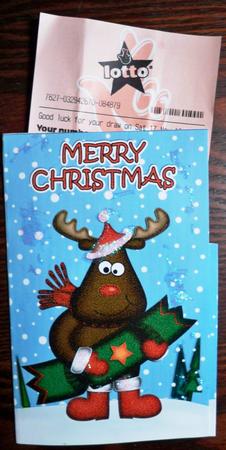 Xmas Rudolph's Cracker Lottery Wallet Card by Helen Gomm