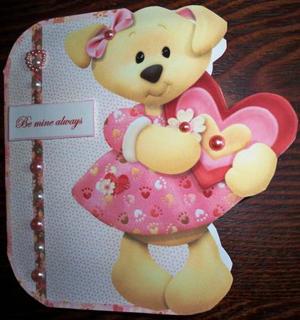 Puppy Gives Her Heart Shaped Card by Helen Gomm