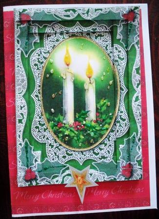 Christmas Candle Duo 7x5 Spiral Edge Stacker by Helen Gomm