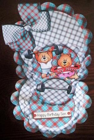 My Hero Triple Easel Card & Envelope by Helen Gomm