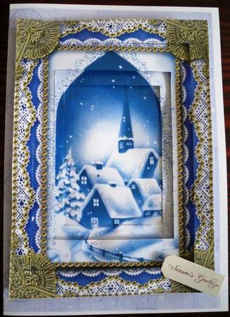Christmas Village Lace Card Topper A4 Tunnel Kit by Helen Gomm