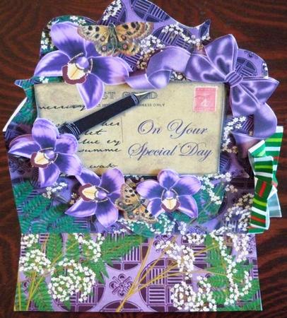 Purple Orchid Special Day Easel Bracket Card & Envelope Kit by Helen Gomm