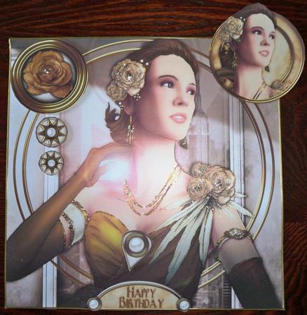 Art Deco Lady Rose (gold) 8x8 Quick Card by Helen Gomm