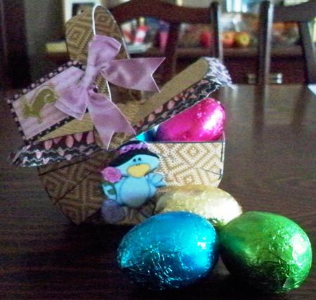 Spring Chick Picnic Basket Treat Holder by Helen Gomm