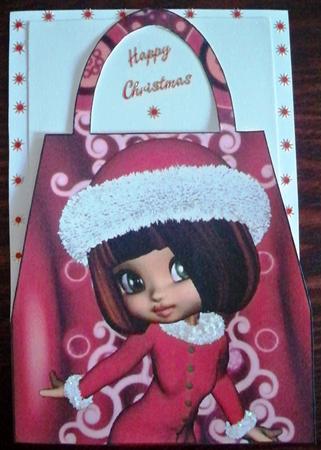 Little Miss Claus Christmas Handbag Card by Helen Gomm