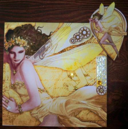 Forest Fairy Acantha (yellow) 8x8 Quick Card by Helen Gomm
