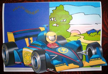 Formula 1 Racing Car Dude (blue) Decoupage Sheet by Helen Gomm