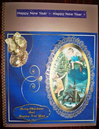 Blue Glass Dome Scenic Christmas Card Topper & Decoupage by Helen Gomm