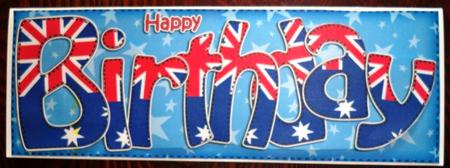Australian Flag Birthday Large Dl Quick Card 3D Decoupage by Helen Gomm