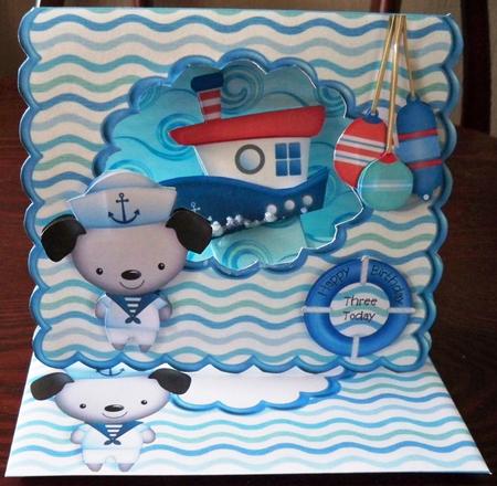 Sailor Boy Scalloped Tent Card Kit by Helen Gomm
