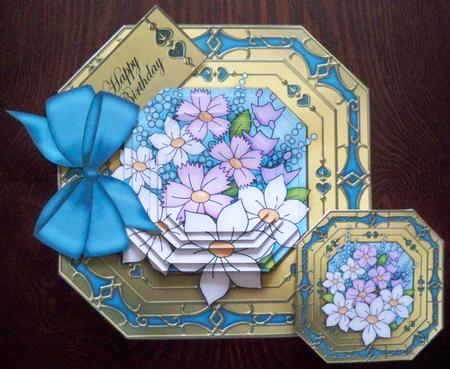 8x8 3D Pretty Floral Pyramage Octagonal Floral Kit by Helen Gomm