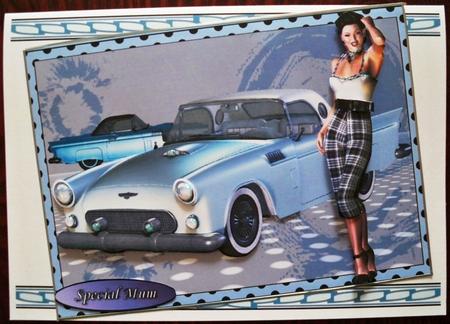 1950s Rock and Roll Lady and Her Blue T-bird A4 Mini Kit by Helen Gomm