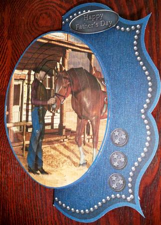 Western Cowboy and Horse Over the Edge Bracket Card Men by Helen Gomm