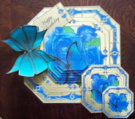 8x8 3D Roses & Butterfly Pyramage Octagonal Floral Kit by Helen Gomm